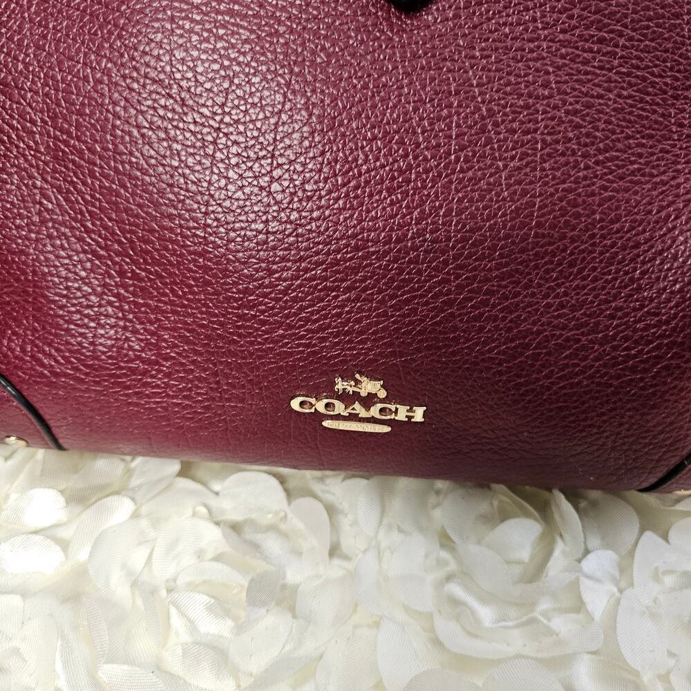 Coach Mercer Satchel HandBag Burgundy - Picture 3 of 11